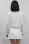 Women's White Short Pleated Skirt Suit