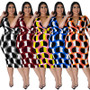 Fashion Plus Size Women's Summer Workwear Sexy Bodycon Multicolor Dress