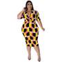 Fashion Plus Size Women's Summer Workwear Sexy Bodycon Multicolor Dress