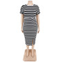 Fashion Plus Size Women's Summer Fashion Casual Striped Loungewear Multicolor Dress