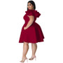 Plus Size Women Ruffles Short Sleeve Dress