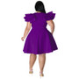 Plus Size Women Ruffles Short Sleeve Dress