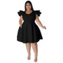 Plus Size Women Ruffles Short Sleeve Dress