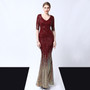 Women Sequins Long Banquet Slim Fishtail Elegant  Evening Dress