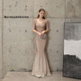 Women Sequins Long Banquet Slim Fishtail Elegant  Evening Dress