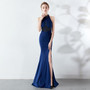 Women Elegant Sleeveless Fishtail Halter Party Evening Dress