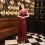 Elegant Crystal Diamond Sequins Fishtail Formal Party Long Dress Evening Dress