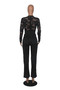 Fashion Sexy Casual Slim V-Neck Lace See-Through Jumpsuit