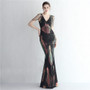 Elegant Positioning Flower Sequined Beaded Short-Sleeved Long Fishtail Evening Dress