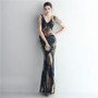 Elegant Positioning Flower Sequined Beaded Short-Sleeved Long Fishtail Evening Dress