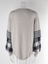 Fall Women's Basic Shirt Round Neck Patchwork Plus Size Sweater