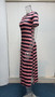 Summer Women Loose Striped Print Short Sleeve Slit Dress