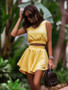 Women Casual Solid Color Loose Vest + Shorts Two-Piece Set