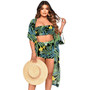 Women's Strapless Shorts Print Chiffon Outer Swimsuit Three-Piece