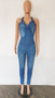 Women Slim Sleeveless Halter Neck Denim Jumpsuit