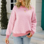 WomenBasic Round Neck Long Sleeve Striped Sweater