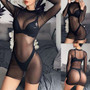 Sheer Mesh Bikini Coveer Up Sexy See-Through Long Sleeve Beach Summer Party Dress