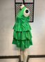 Plus Size Women Summer Solid Button Sleeveless Loose Layered Ruffles Dress