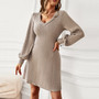 Women Autumn and Winter V-Neck Sexy Long Sleeve Dress