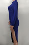 Women Long Sleeve Solid Slit Sexy Dress