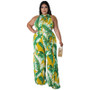 Plus Size Women Holidays Casual Print Sleeveless Jumpsuit