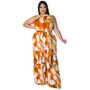 Plus Size Women Holidays Casual Print Sleeveless Jumpsuit