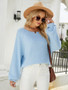 Women Fall Winter Long Sleeve Round Neck Loose Solid Sweater