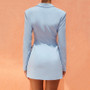 Dress Women'S Solid Long Sleeve Cutout Turndown Collar Long Sleeve Blazer Dress