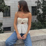 Women Fashion Embroidered Patchwork Holidays Sexy Strapless Tank Top