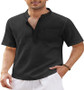 Men's Linen Casual Pocket Short Sleeve Beach Tee Shirt