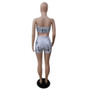 Women's Summer Tight Fitting Style Printed Shorts Two-Piece Set