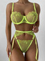 Lingerie Three-Piece Summer Bikini Exotic Temptation See-Through Embroidered Mesh Bikini Lingerie Set