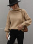 autumn winter Women solid color turtleneck long sleeve sweater