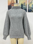 autumn winter Women solid color turtleneck long sleeve sweater