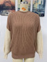 Plus Size Fall/Winter Women Round Neck Long Sleeve Striped Loose Sweater