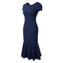 Women's Chic Career Slim Bodycon Round Neck Midi Dress