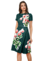 Summer Vintage Print Elegant Round Neck Irregular Dress for Women