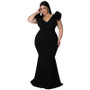 Fashion Plus Size Women's Summer Sexy Ruffle Sleeve Bodycon Low Back Dress Dress