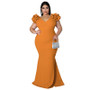 Fashion Plus Size Women's Summer Sexy Ruffle Sleeve Bodycon Low Back Dress Dress