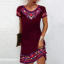 Summer Boho Print Casual Short Sleeve Dress