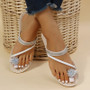 Plus Size Women's Shoes 41-43 Beach Sandals Women Outdoor Wear Summer Rhinestone Set Toe Flats