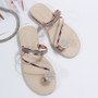 Plus Size Women's Shoes 41-43 Beach Sandals Women Outdoor Wear Summer Rhinestone Set Toe Flats