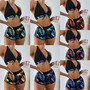 ruffle print shorts Two Pieces swimsuit bikini