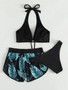 ruffle print shorts Two Pieces swimsuit bikini