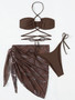 drawstring Lace-Up skirt mesh Three-Piece swimsuit bikini