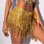 Halloween belly dance four-layer fringed Belt bohemian skirt sequins