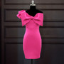 Sexy One Shoulder Ruffle Bow Slim High Waist Plus Size Evening Dress Women Dress