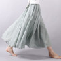 Women's autumn fashion linen skirt linen solid color ethnic style long skirt large swing skirt