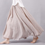 Women's autumn fashion linen skirt linen solid color ethnic style long skirt large swing skirt