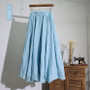 Women's autumn fashion linen skirt linen solid color ethnic style long skirt large swing skirt